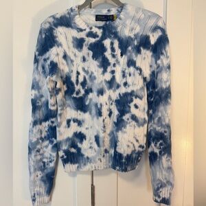 Blue & White Tie Dye Polo Ralph Lauren crew neck sweater